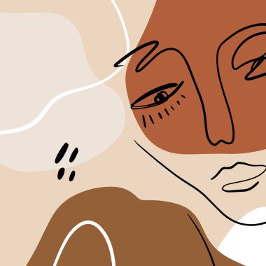 Soyut Sıcak Terracotta Çıplak Renk Şekilleri İç Moda Posteri Resim Yüzü Silueti Çizimi Soyut Çizim Modern Estetik Minimalizm Yarışması El Yazısı
