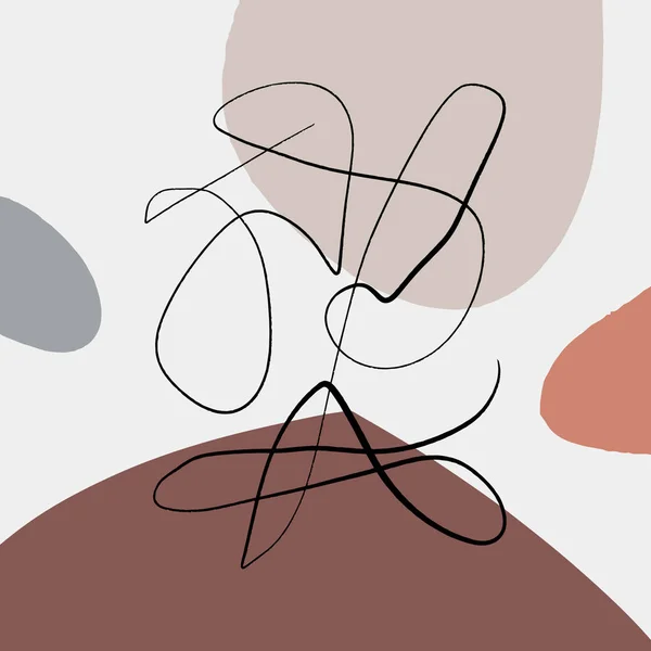 Ensemble vectoriel Formes Abstrait Style créatif Arrière-plan Minimal Design à la mode Histoires de médias sociaux Modèle de message Tendance Blogger Simple Élégant Design minimaliste Art Pinceau coups Beige Brown Cream Clipart — Image vectorielle