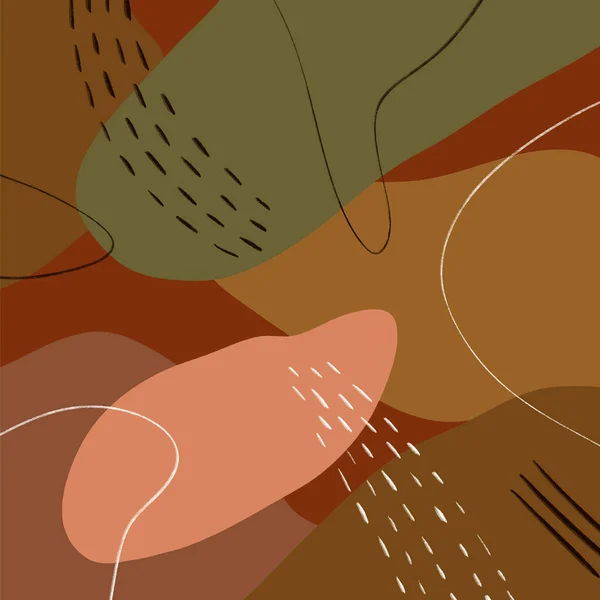 Artistic Modern Terracotta Palette Background Brush Υφή Χειροποίητα γραφικά στοιχεία Terrazzo Πλακάκια και αφηρημένες γραμμές και σχήματα Κομψή αφίσας διάνυσμα κλιπ — Διανυσματικό Αρχείο