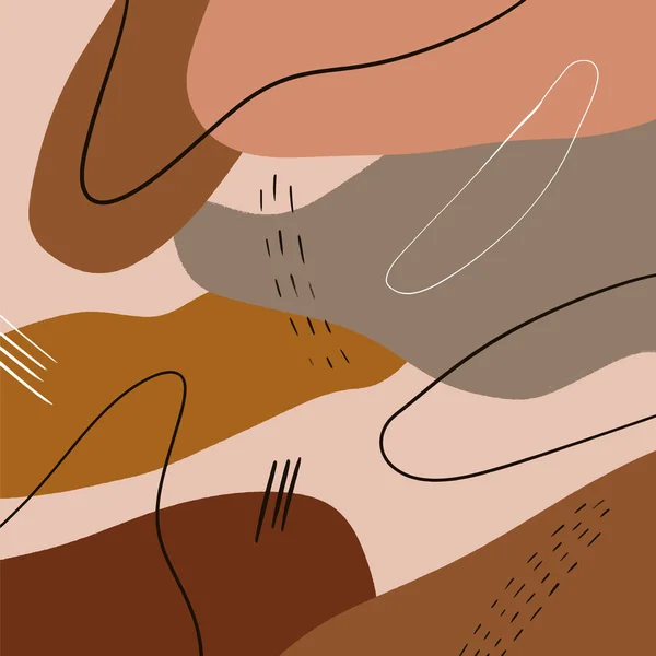Konstnärlig modern Terracotta Palett bakgrund Borste Textur Handritad Grafisk Terrazzo element Kakel och abstrakta linjer och former Snygg affisch vektor Clipart — Stock vektor