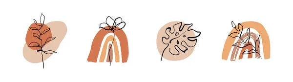 Sanatsal Modern Terracotta Paleti Bir Satır Çiçek Sembolleri Koleksiyon Hikayeleri Ikonalar Logo Yaşam Tarzı Güzellik Blogu El Yazması Grafik Terrazzo Elementleri Soyut Çizgiler ve Şekiller Vektör Kıskacı