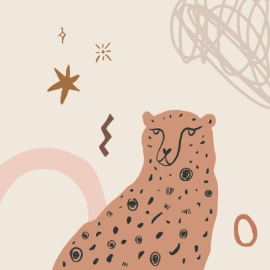 Çita Sanat Yazısı Soyut Modern Dijital Boyama Terndy Terracotta Renk Soyutlama Posteri Çağdaş Yakılmış Turuncu Vektör Resimleri