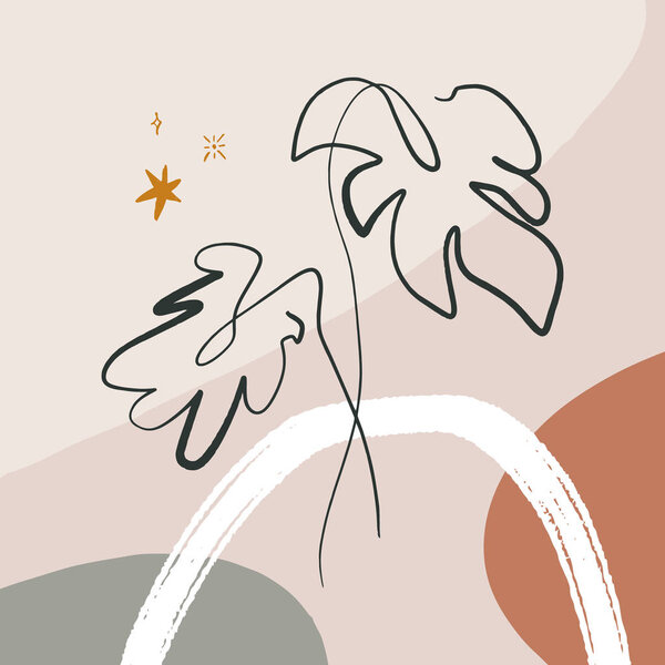 Реферат Современная цифровая живопись Мода Тропический летний стиль Гавайи Теплые цвета Абстракция плаката Современная векторная иллюстрация
