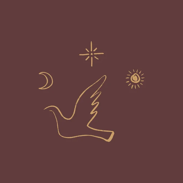 Pigeon v Picassově stylu. Symbol lásky a míru. Vektor — Stockový vektor