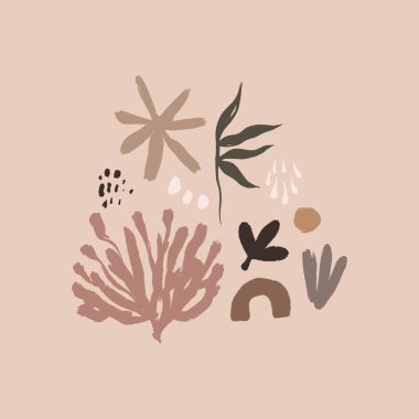 Terracotta Mercanları Bej Allık Orta Yüzyıl Sanat Soyut Çizgisi Şekilleri Yazdırılabilir Duvar Dekorasyonu Minimalist Boho Poster Vektörü