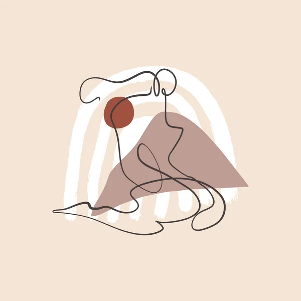 Linha de Menina Contínua Arte Figura Feminina Corpo Mulher Minimalista Impressão Feminino Contorno Ilustração Picasso Estilo Vetor — Vetor de Stock