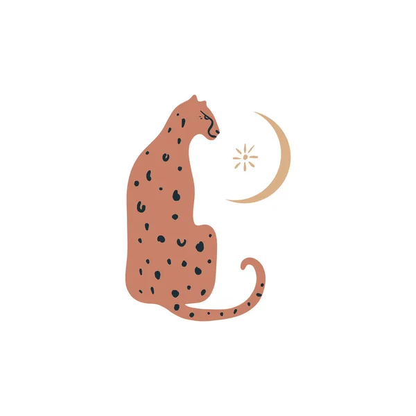 Gato salvaje exótico. Juego de leopardos. Habitante de Asia. Bueno para la venta de verano, contenido promocional de redes sociales, estampados de camisetas y más. Ilustración vectorial . — Vector de stock