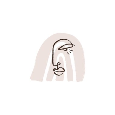 Aralıksız çizgi çizimi. Modern soyut çizimler. Minimalist tarzda bir portre. Vektör çizimi. Clipart