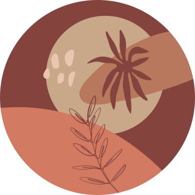 Sıcak terracotta pastel renkleriyle kaplanmış hikayeleri ön plana çıkarıyor. Soyut çiçek çizimi, düzenlenebilir vektör