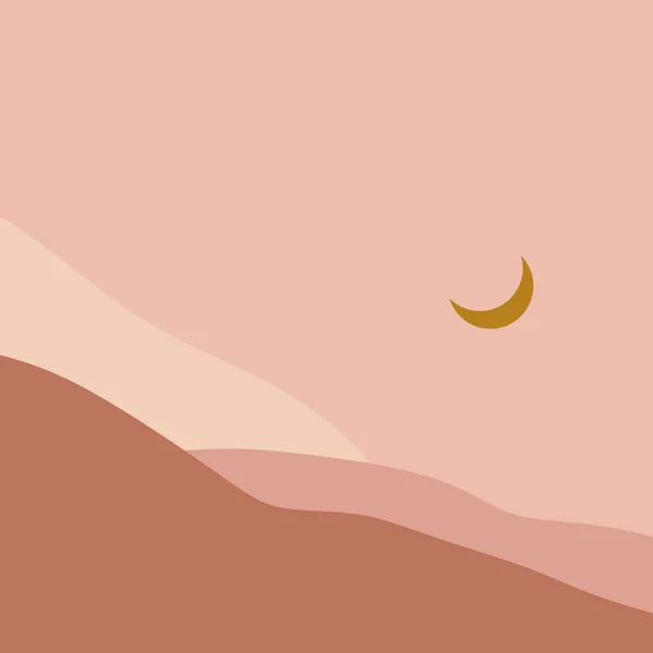 Terracotta abstract modern minimalistic landscape. Digital contemporary art print. Burnt orange trendy warm color palette. Summer illustration, editable vector — 스톡 벡터