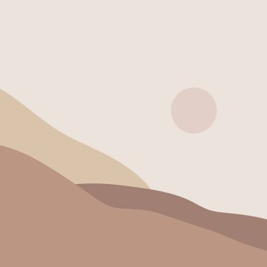 Yaprak ve geometrik şekilli minimalist soyutlama. Çağdaş İskandinav tarzı. Düz tasarım kolaj pastel renk kompozisyonu. Posterler, kartpostallar, sosyal medya afişleri ve şablonlar için iyidir.
