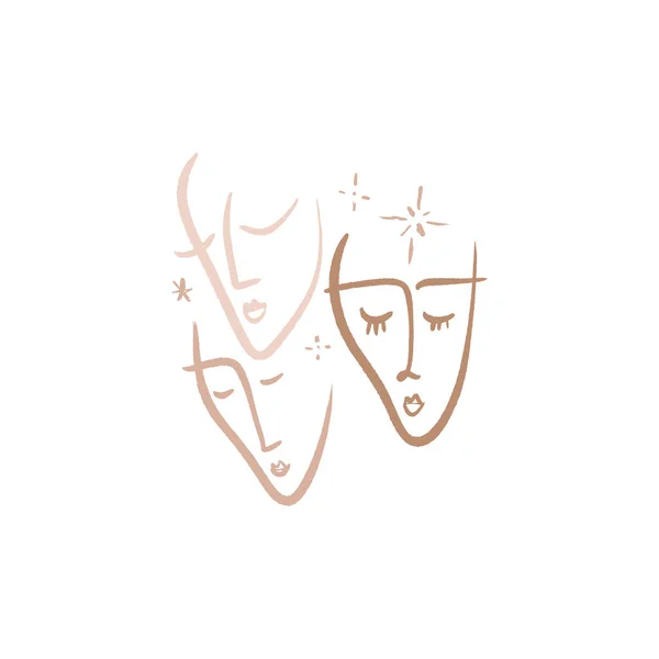 Esquisse continue du visage de l'art linéaire. Le dessin abstrait moderne. Portrait dans un style minimaliste. Illustration vectorielle. Clipart — Image vectorielle