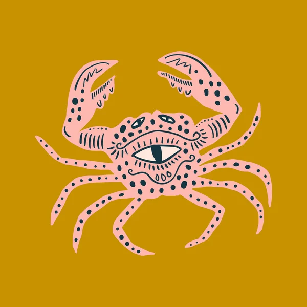 向量王螃蟹古董图案图解，拼贴风格艺术，海洋动物 — 图库矢量图片