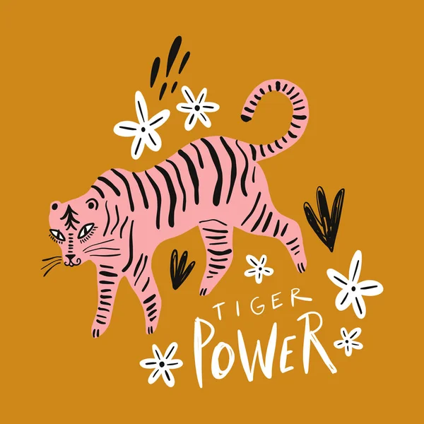 Vetor Bonito Animal Infantil Ilustração Bebê Bengala Tigre Quadrinhos Estilo —  Vetores de Stock