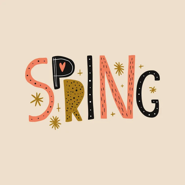 Primavera Scritta Mano Collage Lettering Word Stendardo Tipografico Disegnato Mano — Vettoriale Stock