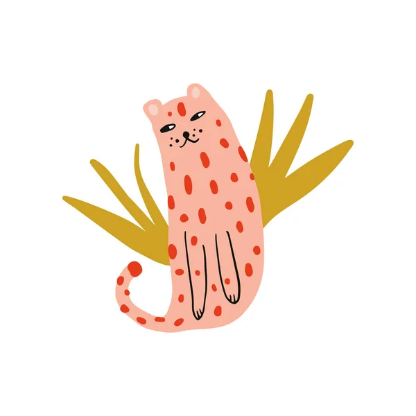 Cute Lampart Kreskówki Płaski Styl Ręcznie Rysowane Przedszkola Clipart Gepard — Wektor stockowy