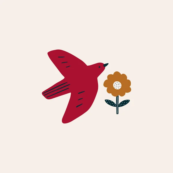 Весняна Вітальна Листівка Папір Вирізав Пташку Сучасному Скандинавському Стилі Рука — стоковий вектор