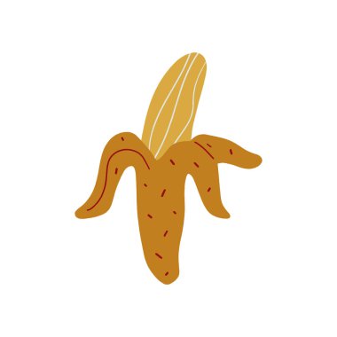 Modern Kolaj Sanatsal Tarzında Çizgi Film Şirin Pop Sanatı Muz Yazdırma Vektörü İllüstrasyonu