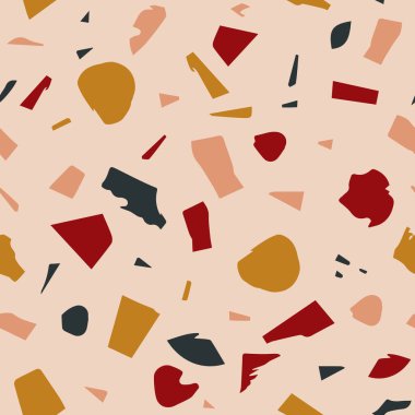 Modern modern soyut terrazzo sanat baskısı. İzole kolaj dokusu şekilleri. Vektörsüz desen