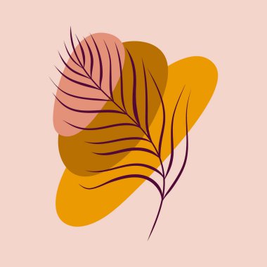 Soyut estetik ilkbahar veya yaz soyut şekilleri. Sıcak renkler, botanik kompozisyon, kolaj arka planı. Çiçek şablonu.