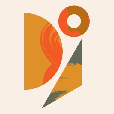 Terracotta soyut sanat baskısı. Modern geometrik dijital resim. İskandinav tarzı poster. Vektör içinde çağdaş soyutlama.