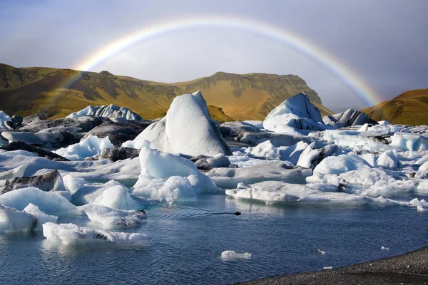 Sigillo e iceberg nella laguna glaciale di Jokulsarlon nel sud di Icel — Foto Stock