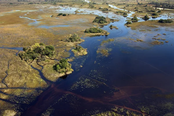 Luchtfoto van de Okavangodelta in botswana — Stockfoto