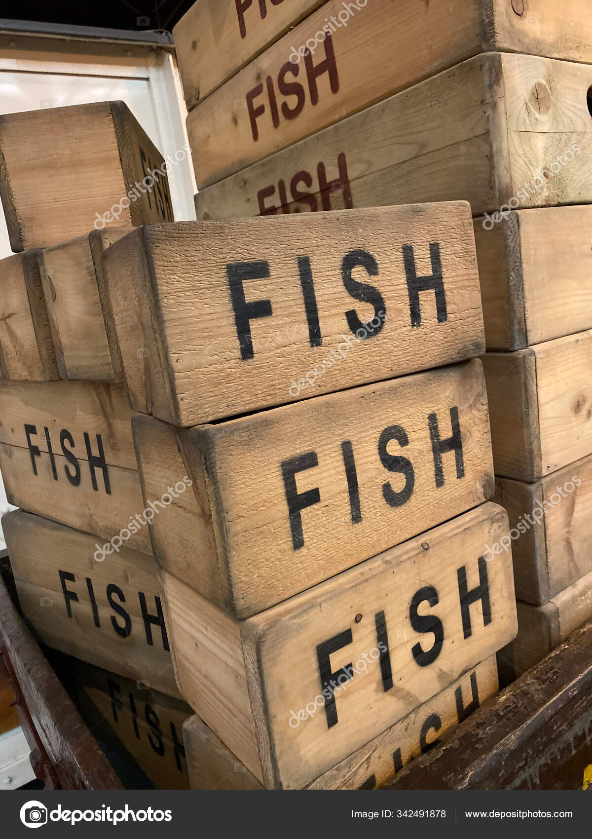 Wooden fish boxes — Stock Editorial Photo © Steve_Allen #342491878