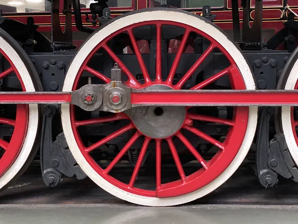 Wheels on a steam locomotive — 스톡 사진