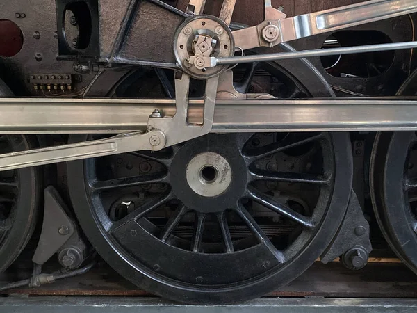 Wheels on a steam locomotive — 스톡 사진