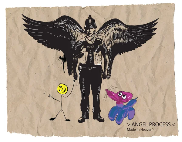Polițist Bobby - Un vector desenat manual, stil benzi desenate — Vector de stoc