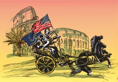 Apollo ve Diana, ABD ve Ue birlikte - bir elle çizilmiş vektör kazanmak