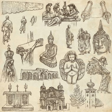 Din dünyanın - bir elle çizilmiş koleksiyonu