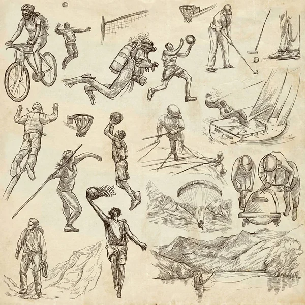 Sport - collection of an hand drawn illustrations — Stock Photo, Image
