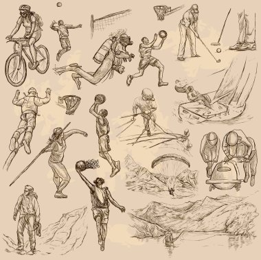 Spor mix - bir elle çizilmiş vektör toplama