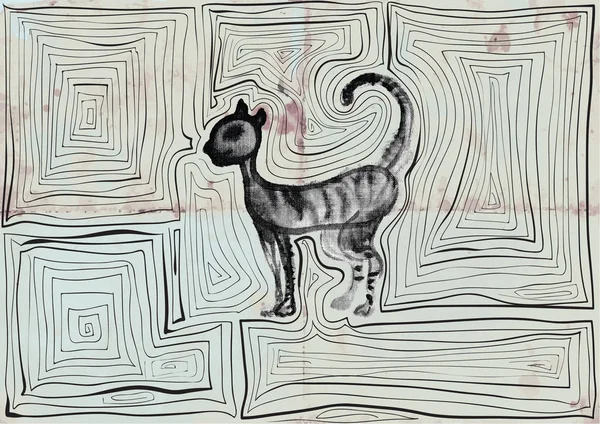 Ilustrazione vettoriale disegnata a _ mano del gatto — Vettoriale Stock