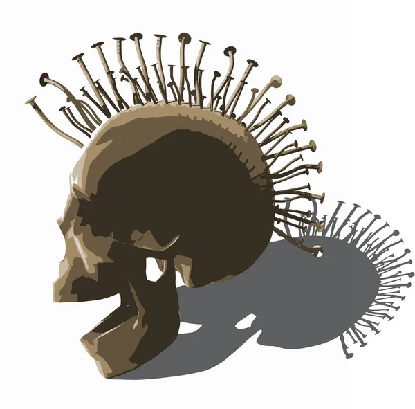 Crâne punk - vecteur sur blanc . — Image vectorielle