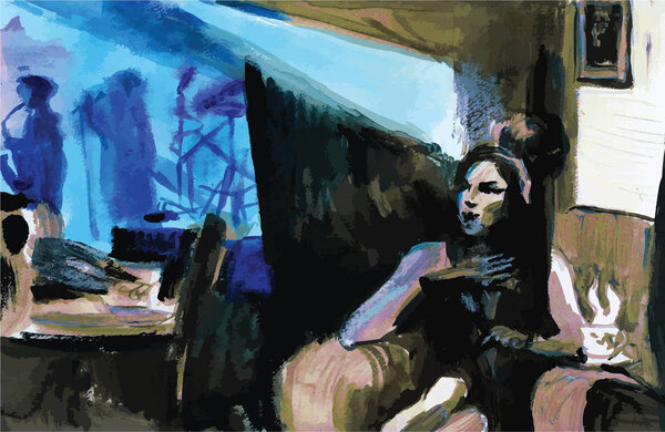 An hand painted picture converted into vector. Musician - sax pl