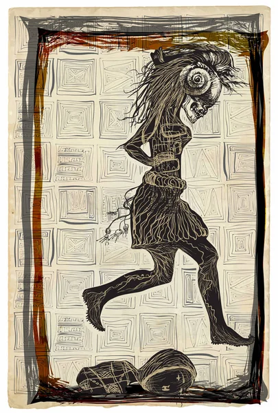 Run punk, run - un vector dibujado a mano, bocetos a mano alzada — Archivo Imágenes Vectoriales
