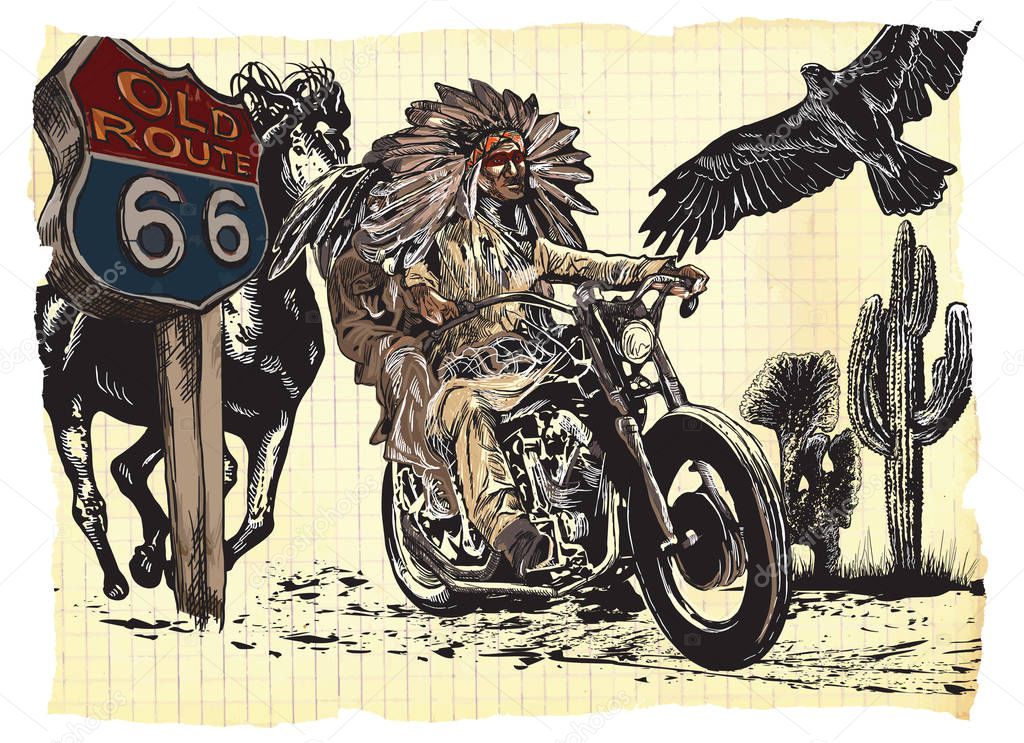 on the bike - native americans drive a motorcycle, chopper