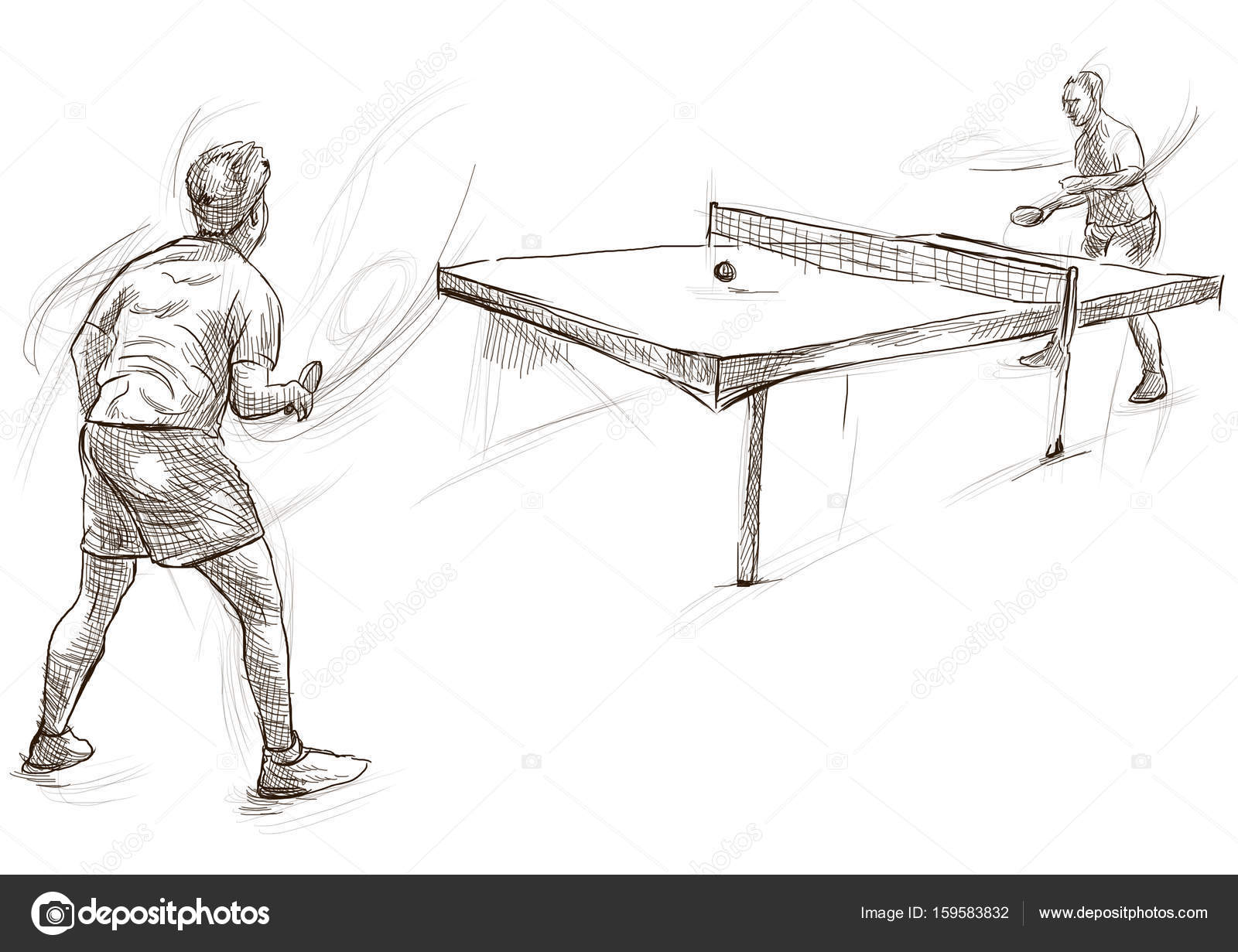 Sport Table Tennis Ping Pong An Hand Drawn Line Art Picture Stock Photo C Kuco 159583832