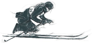 Para kayaklı koşu. Para spor ve hareket. Bir el çizmek