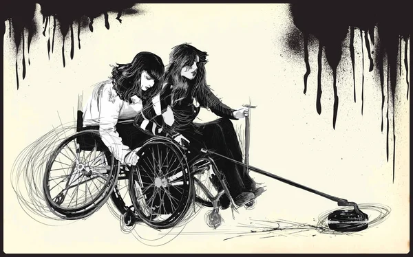 Athlètes handicapés physiques - CURLING — Image vectorielle