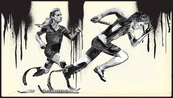 Sportovci s tělesným postižením - Sprint, běh — Stockový vektor