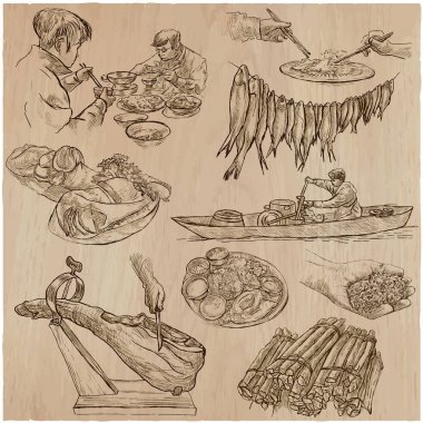 Food. Freehands, hand drawn collection. Line art. vector Food. Freehands, hand drawn collection. Line art. vector