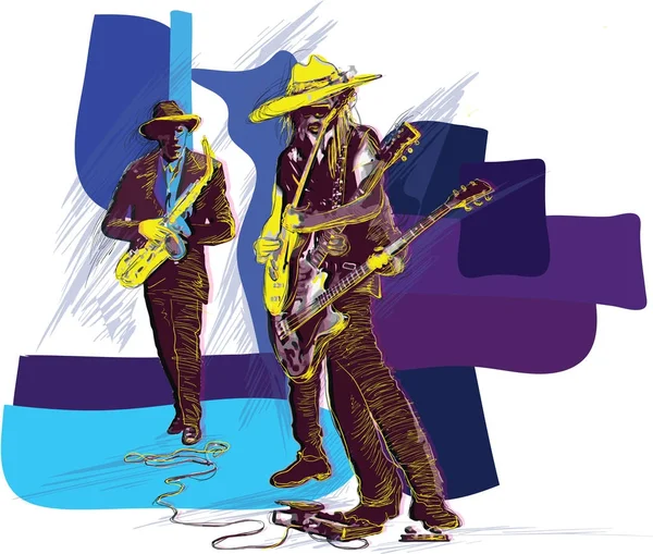 Μουσικής, μουσικός πλακάτ. Grunge και τζαζ συνόδου μαρμελάδα. Κιθάρα pla — Διανυσματικό Αρχείο