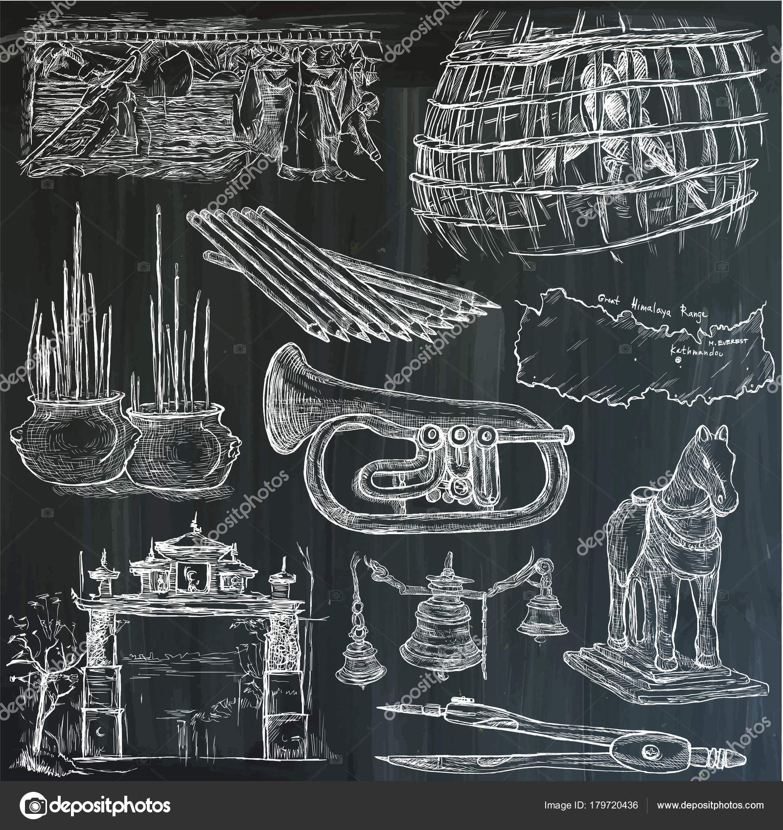 Bric A Brac Objects An Hand Drawn Pack Freehand Sketching V Stock Vector C Kuco