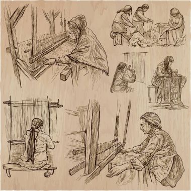 İşçi sınıfı kahramanlar - bir elle çizilmiş koleksiyonu. Hat sanatı techni