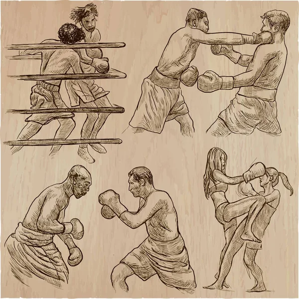 Vak. Sport van boksen. Vector collectie van boksen standpunten van sommige — Stockvector