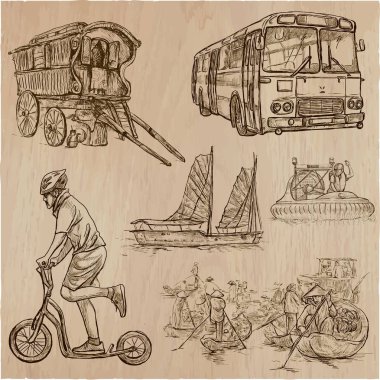 Transport, Transportation around the World - An hand drawn vecto clipart